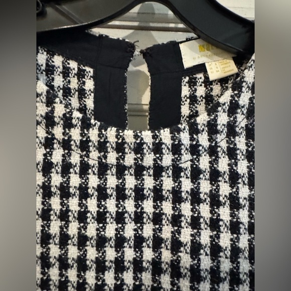 Anthropologie Maeve Townsend Black White Houndstooth Short Sleeve Top Boxy Sz 2 - Picture 6 of 16